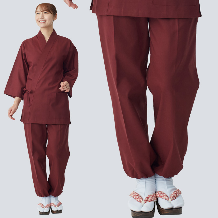 【飲食店販売店制服】さらっと清涼シャリ感 和ジンベイパンツ【兼用】日本製 汗をかく夏場でも通気性・抗菌防臭効果で快適 モデル