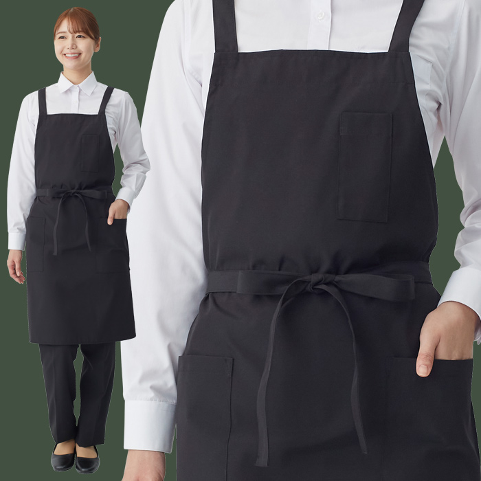 【飲食店販売店制服】後ろ姿キレイ タスキエプロン6色【女性用】純国産で軽くて疲れない 綿ポリ撥水制電機能付 モデル