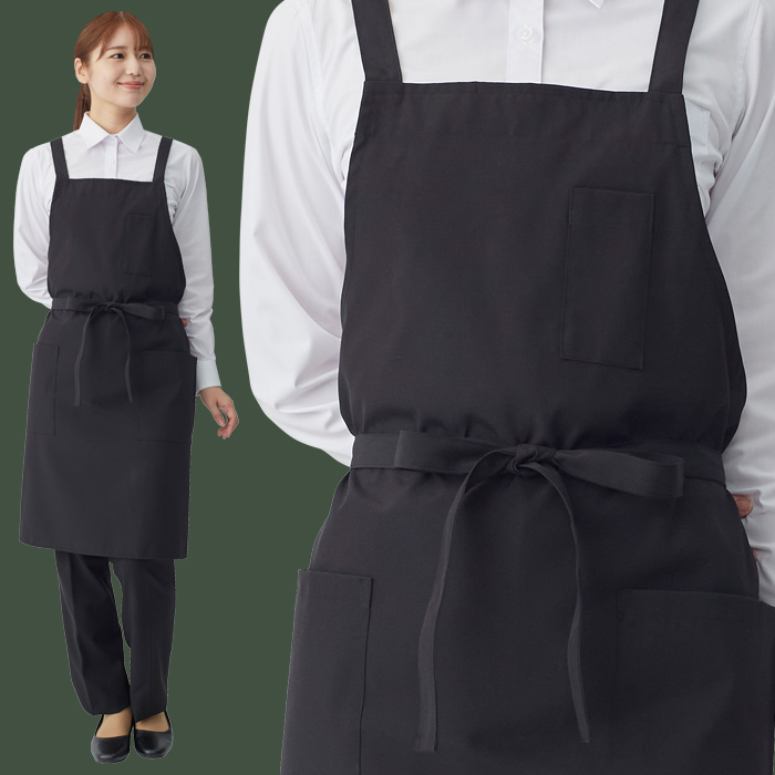 【飲食店販売店制服】後ろ姿キレイ タスキエプロン6色【女性用】純国産で軽くて疲れない 綿ポリ撥水制電機能付 モデル