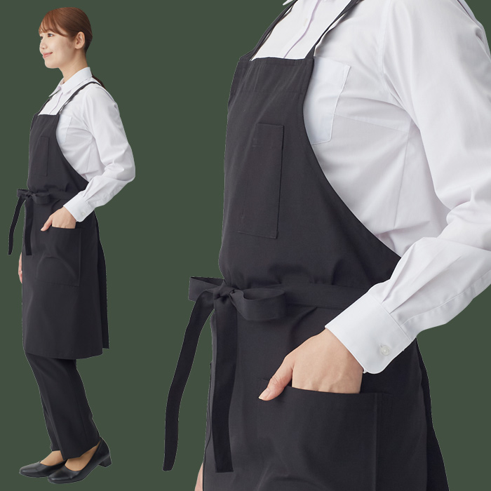 【飲食店販売店制服】後ろ姿キレイ タスキエプロン6色【女性用】純国産で軽くて疲れない 綿ポリ撥水制電機能付 モデル
