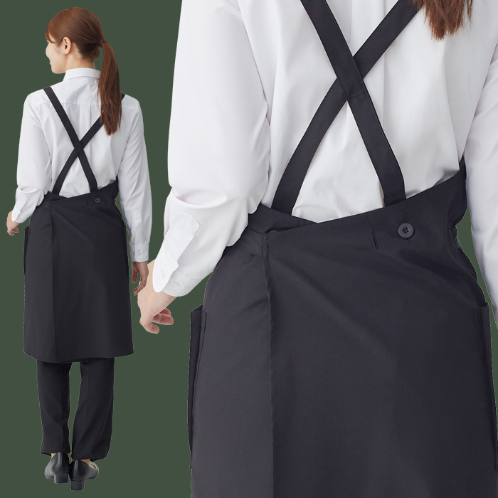 【飲食店販売店制服】後ろ姿キレイ タスキエプロン6色【女性用】純国産で軽くて疲れない 綿ポリ撥水制電機能付 モデル
