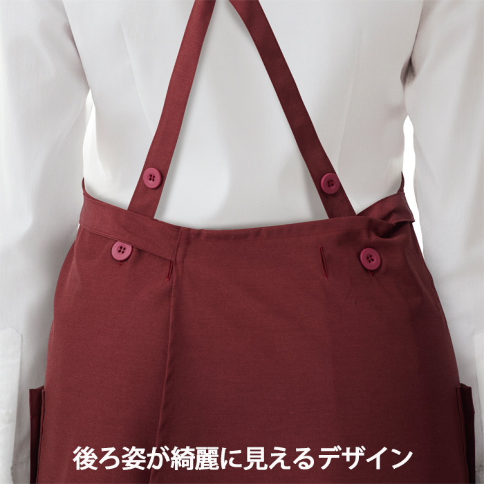 【飲食店販売店制服】後ろ姿キレイ タスキエプロン6色【女性用】純国産で軽くて疲れない 綿ポリ撥水制電機能付 スペック