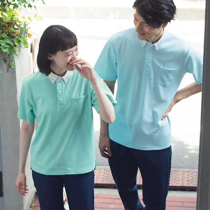 ニットシャツ　パステルカラー　5色　モデル