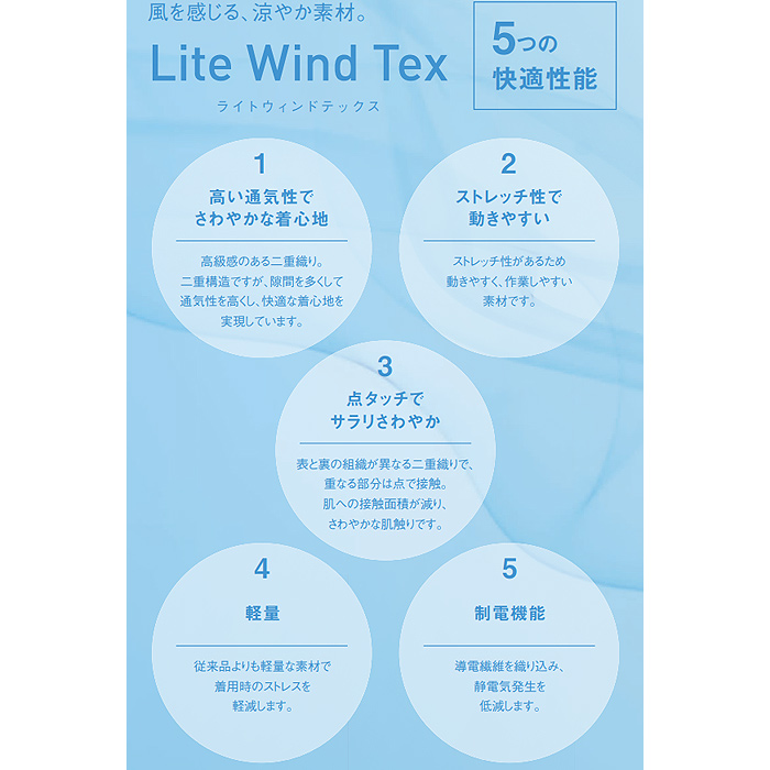 HACCP支援　涼しくて軽量なジップショップコート【3色】兼用　スペック