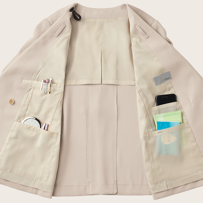 【ホテル・受付・接客制服】ノーカラージャケット2色【女性用】ノーブルクロス　新感覚のフォーマルスタイル　スペック