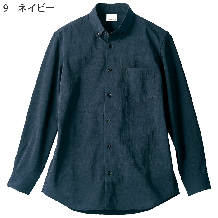 【麻のような表情　ナチュラルな長袖ボタンダウンシャツ3色【兼用】　説明画像