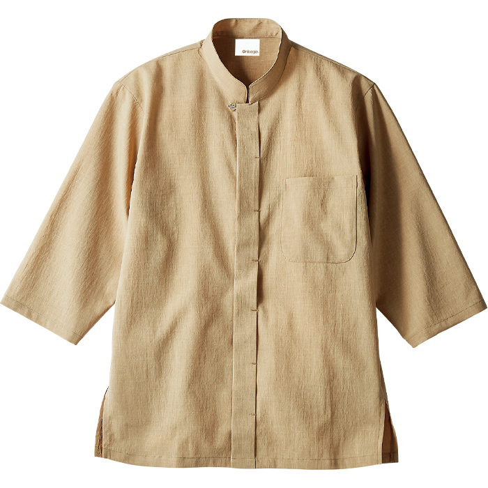 【飲食店販売店制服】オリエンタル東洋的雰囲気七分袖調理シャツ(抗菌)　さらっと肌ざわり【男女兼用】　説明画像