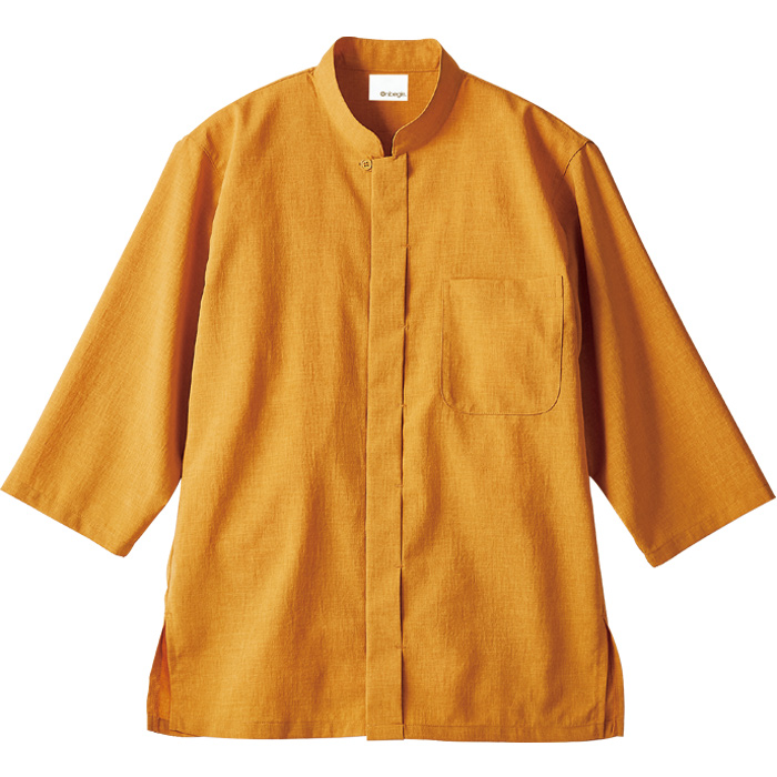 【飲食店販売店制服】オリエンタル東洋的雰囲気七分袖調理シャツ(抗菌)　さらっと肌ざわり【男女兼用】　説明画像