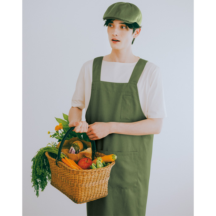 飲食店販売店制服　環境にも人の目にも優しい　野菜や植物から染めた色　H型エプロン【6色】　スペック