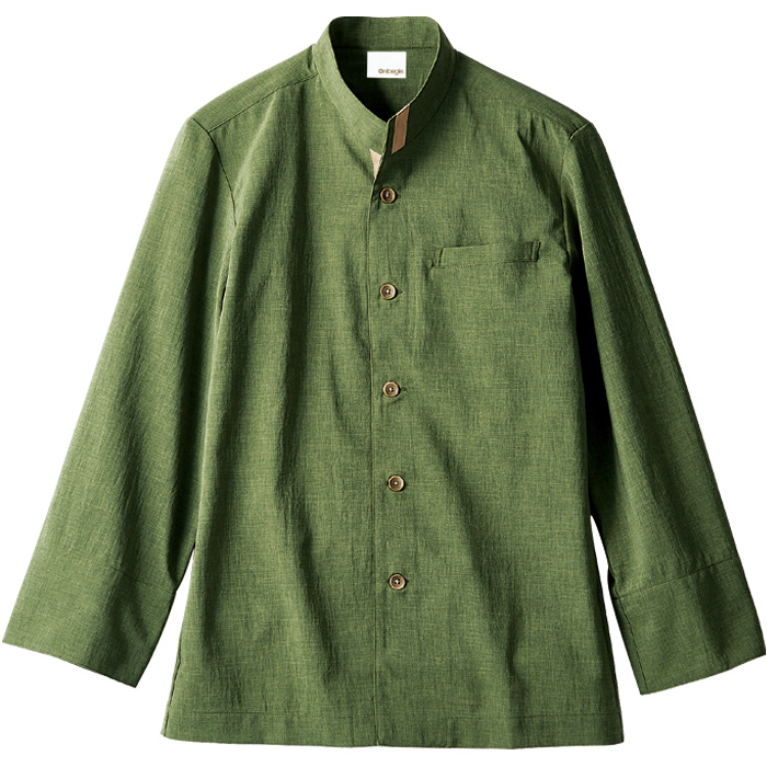 【飲食店販売店制服】落ち着いた風合いの長袖コックジャケット(抗菌)　さらっとした肌ざわり【男女兼用】　説明画像