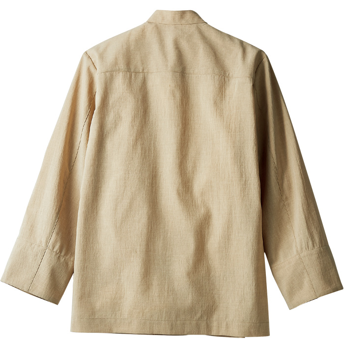【飲食店販売店制服】落ち着いた風合いの長袖コックジャケット(抗菌)　さらっとした肌ざわり【男女兼用】　説明画像