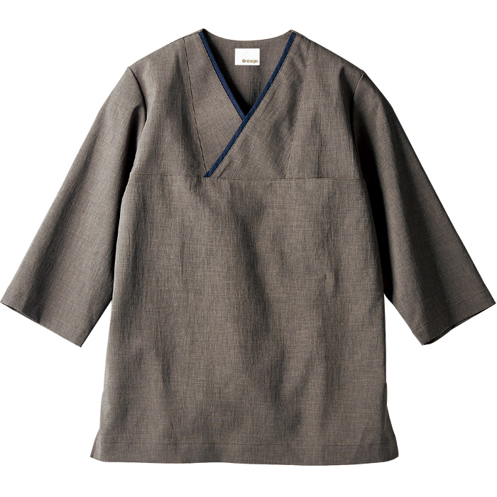 【飲食店販売店制服】落ち着いた風合いの七分袖和シャツ(抗菌)　さらっとした肌ざわり【男女兼用】　説明画像