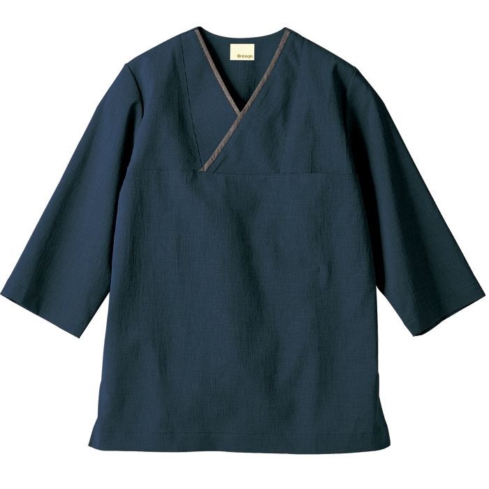 【飲食店販売店制服】落ち着いた風合いの七分袖和シャツ(抗菌)　さらっとした肌ざわり【男女兼用】　説明画像
