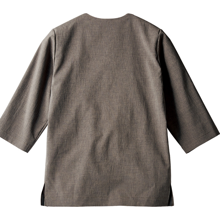 【飲食店販売店制服】落ち着いた風合いの七分袖和シャツ(抗菌)　さらっとした肌ざわり【男女兼用】　説明画像