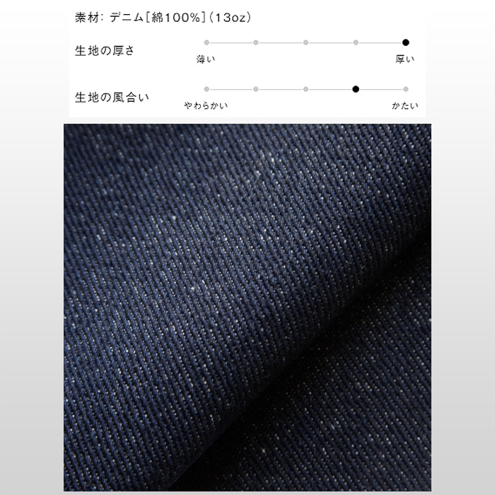 デニム　エプロン　詳細画像
