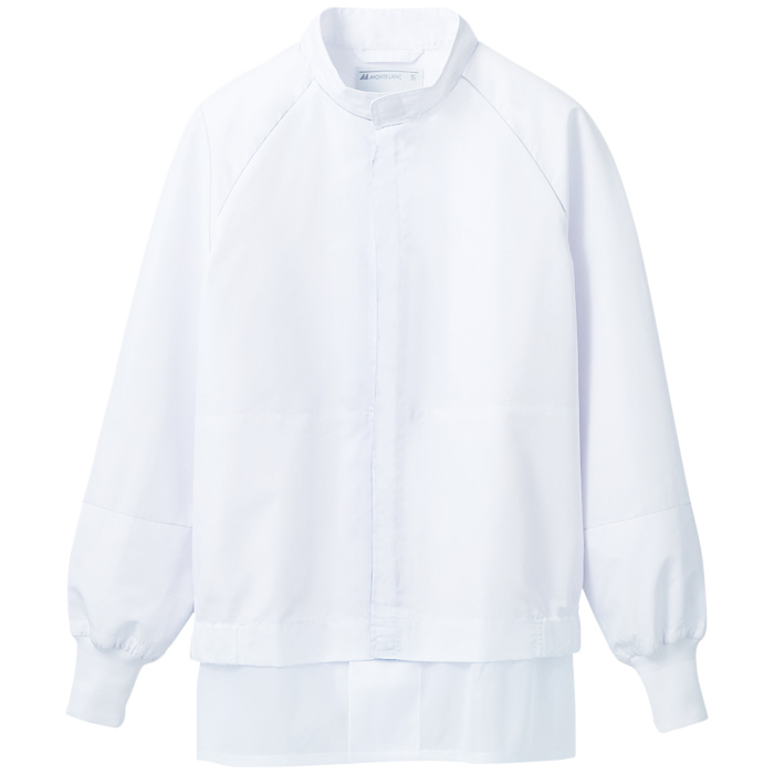 異物を持ち込ませない食品工場、食品製造ユニフォーム制服【男女兼用】　上着　カラー　ホワイト