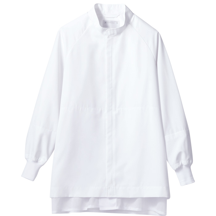 異物を持ち込ませない食品工場、食品製造ユニフォーム制服【男女兼用】　上着　カラー　ホワイト