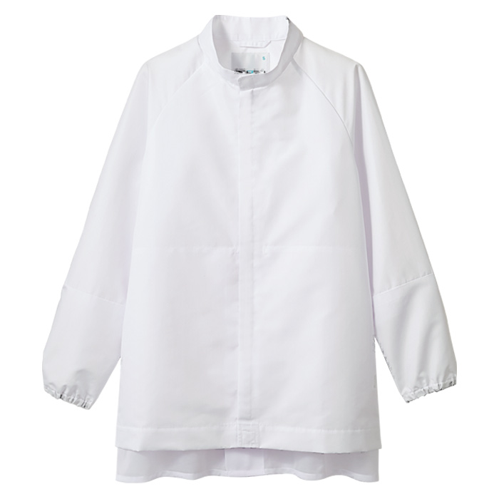 異物を持ち込ませない食品工場、食品製造ユニフォーム制服【男女兼用】　上着　カラー　ホワイト