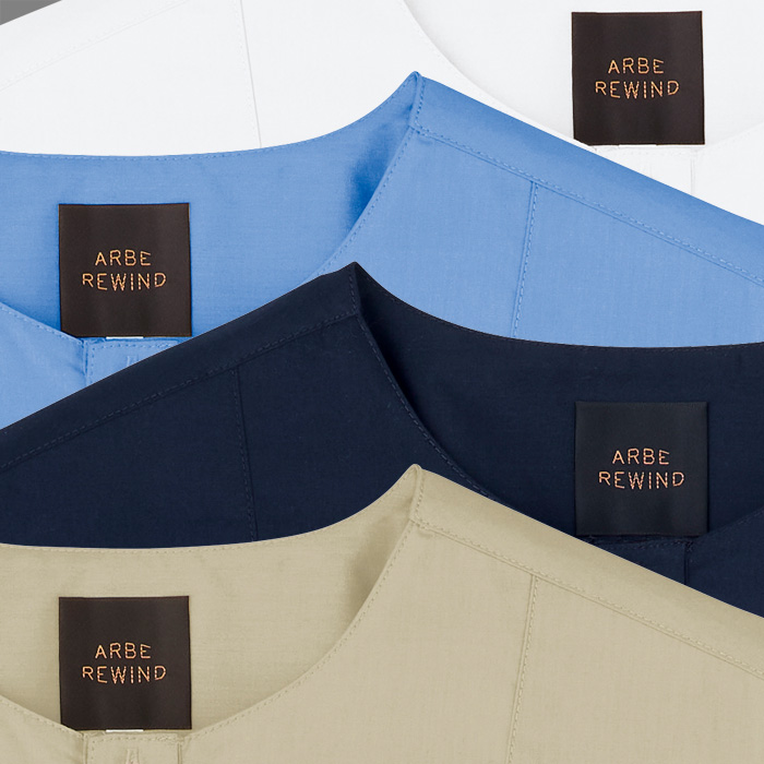 【飲食店販売店制服】 ARBE REWIND長袖シャツ　【4色】兼用　メタルボタンがシックな印象　スペック