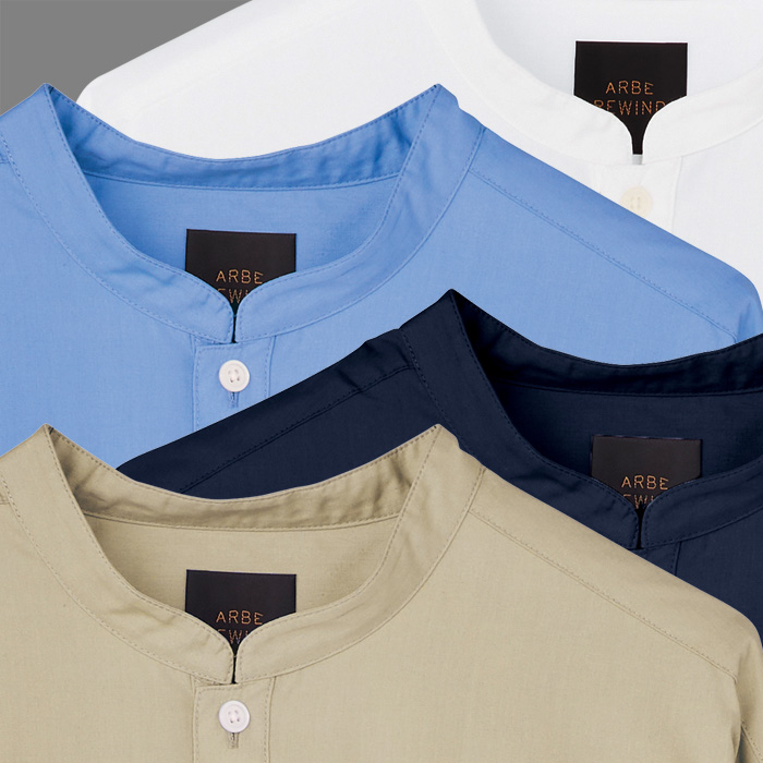 【飲食店販売店制服】 ARBE REWIND長袖ロングシャツ　【4色】兼用　ロング丈キレイめシルエット　スペック