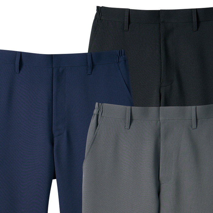 【飲食店販売店制服】高コスパ　定番パンツ3色【兼用3S~6L】ポリ100％シワになりにくい　スペック
