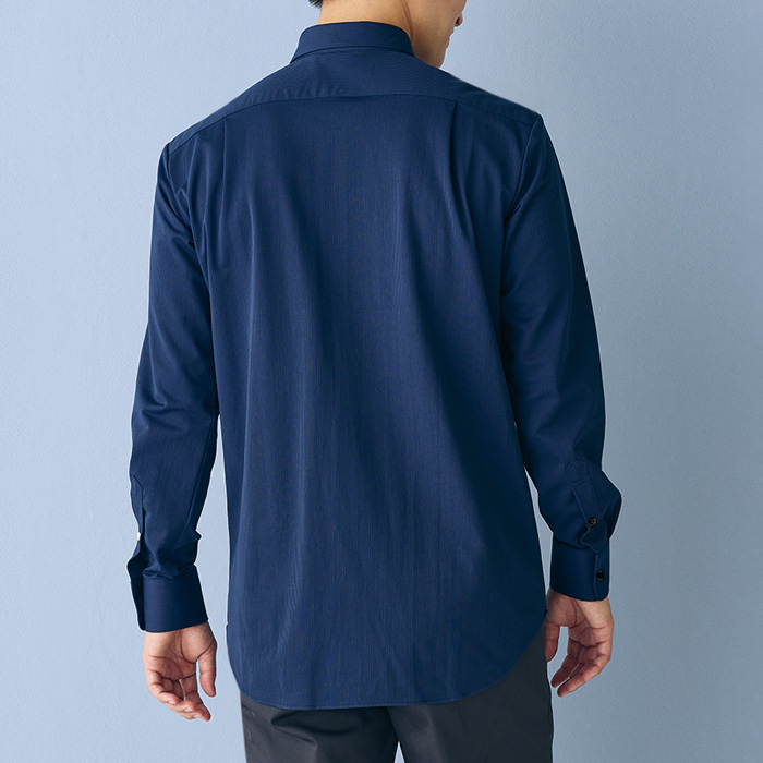 【飲食店販売店制服】比翼ボタンダウン長袖ニットシャツ4色【兼用】シワになりにくく、お手入れしやすい　スペック