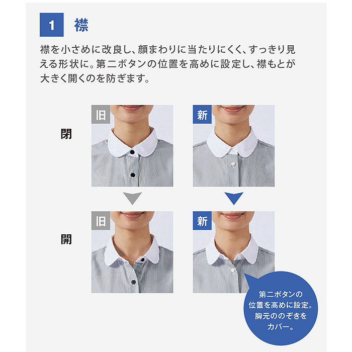ストライプシャツ　レディースシャツ　丸襟　七分　　スペック