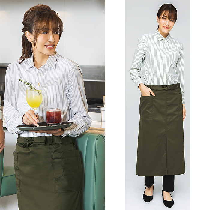ストライプ長袖シャツ【兼用】軽くてなめらかストレッチ シワになりにくい　モデル