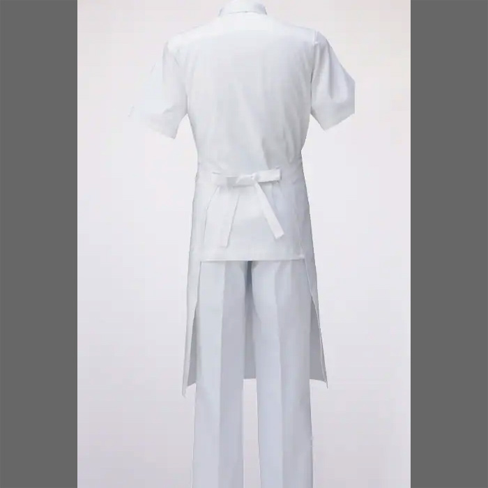 厨房・調理　首掛エプロン丈94cm(白)　綿100%(カツラギ) 　　スペック