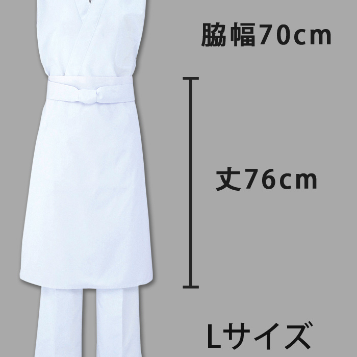 厨房・調理前掛　綿ポリ(双糸ツイル)　白　3サイズ(M、L、LL)　色