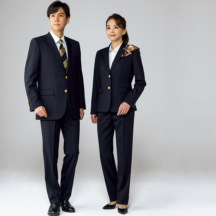 飲食店・サービス制服 　高級接客メンズスーツジャケット　男女で揃えて使える　モデル着用例