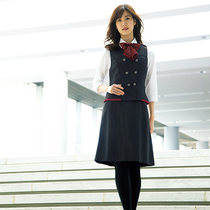 飲食店・サービス制服 　高級接客レディースストライプブラック)　商品詳細スペック