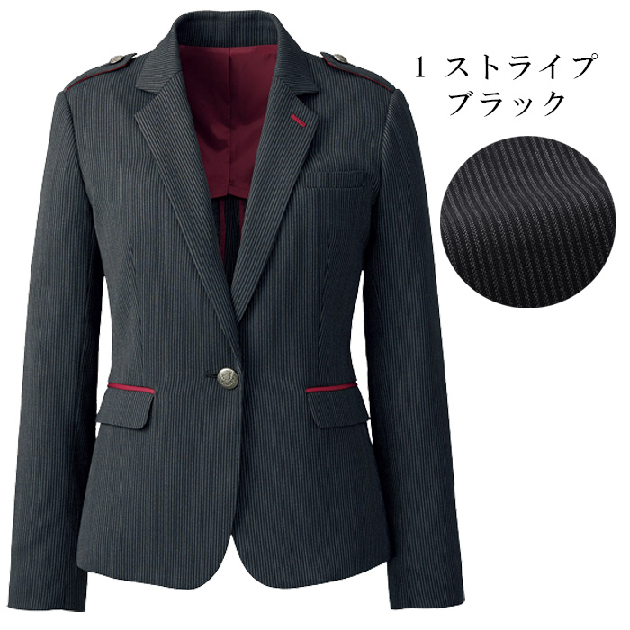 飲食店・サービス制服 　高級接客レディースジャケット(ブラックストライプ)　男女で揃えて使える　カラー展開