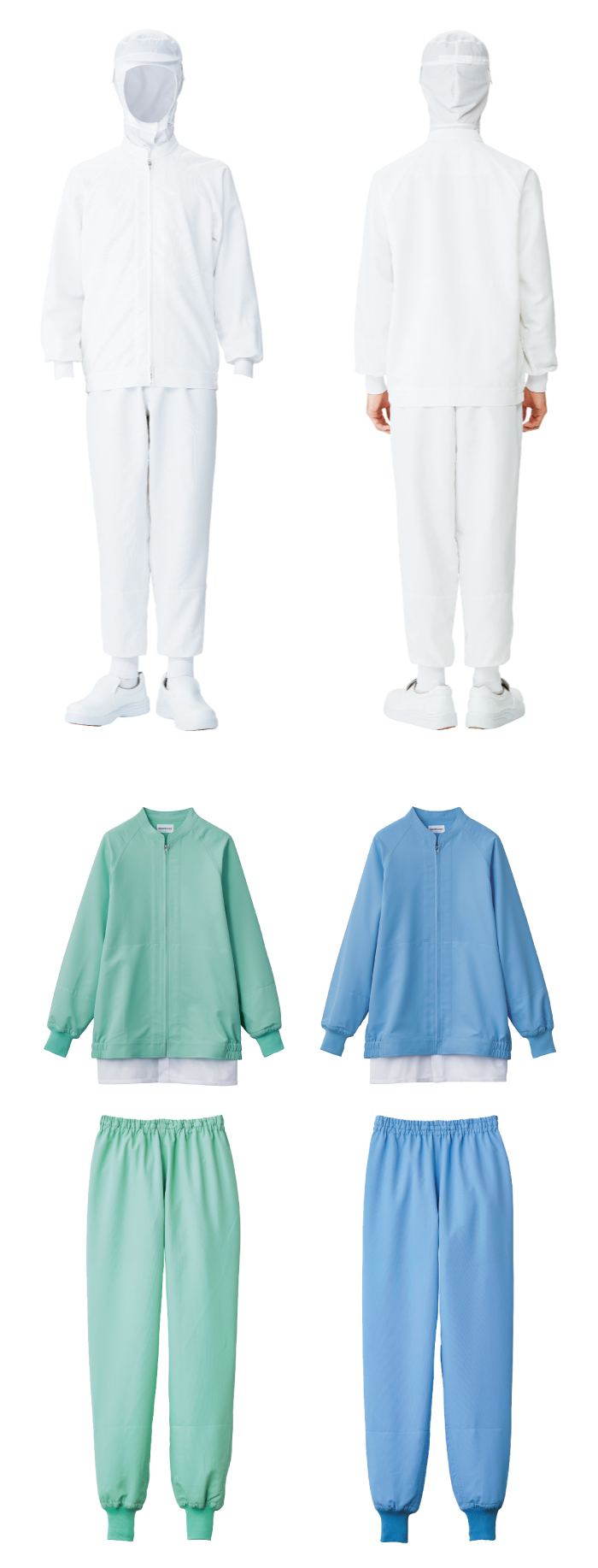長袖ジャンパー[男女兼用]　食品工場等で使えるコスパの高い衛生服　抗菌　制電　吸汗速乾　防透　 モデル着用例