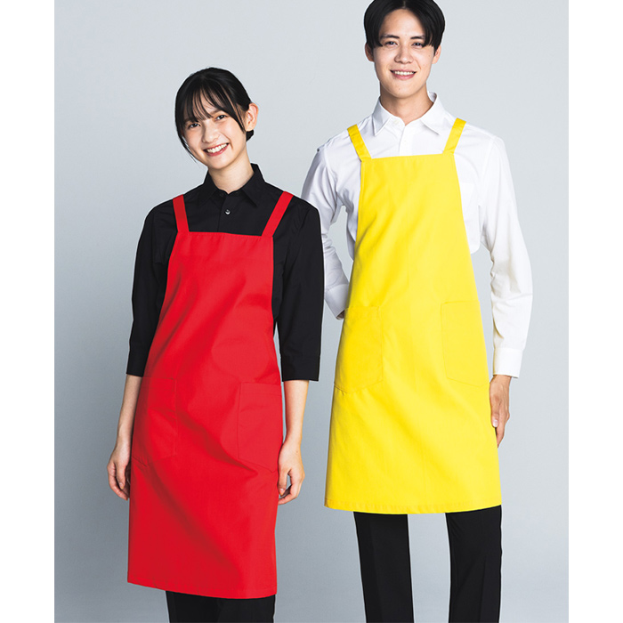 タスキ胸当てエプロン【10色】撥水、軽くて丈夫な綿混素材　モデル