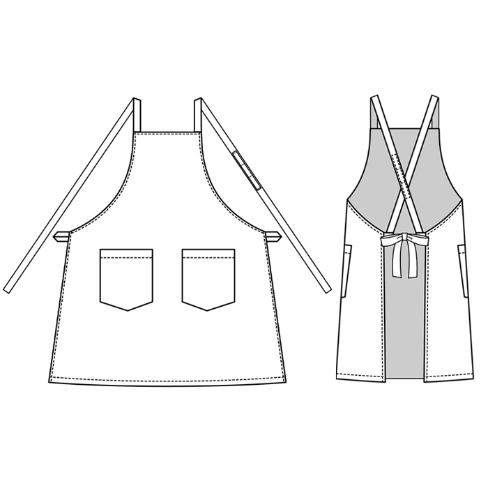 タスキ胸当てエプロン【10色】撥水、軽くて丈夫な綿混素材　スペック