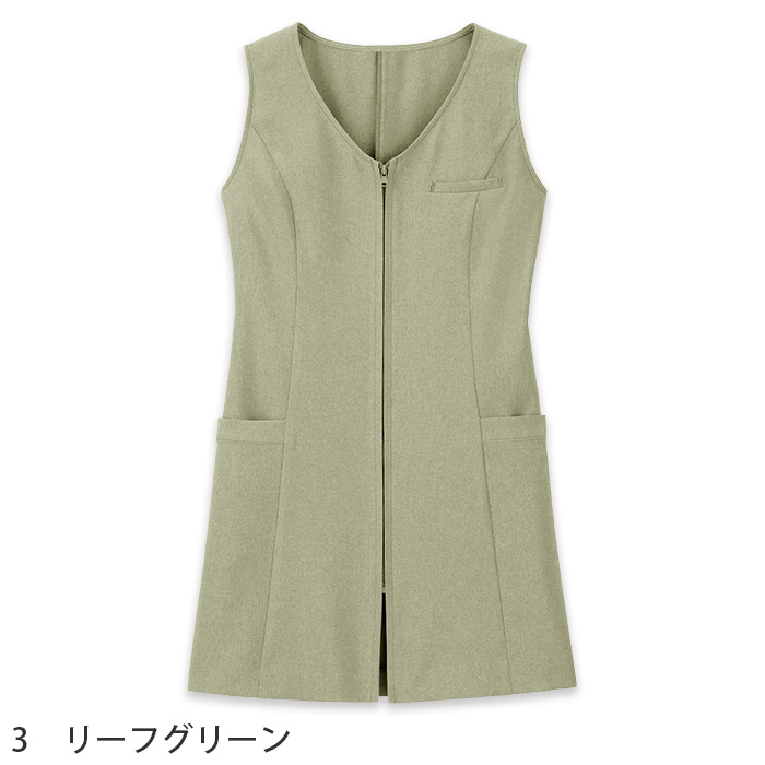 チュニックベスト風エプロン　サッと着れる前ファスナー　