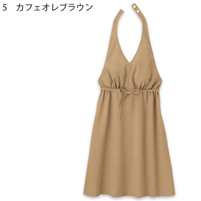 美人顔ホルターワンピエプロン3色　ギャザー使いがフェミニンで可愛い